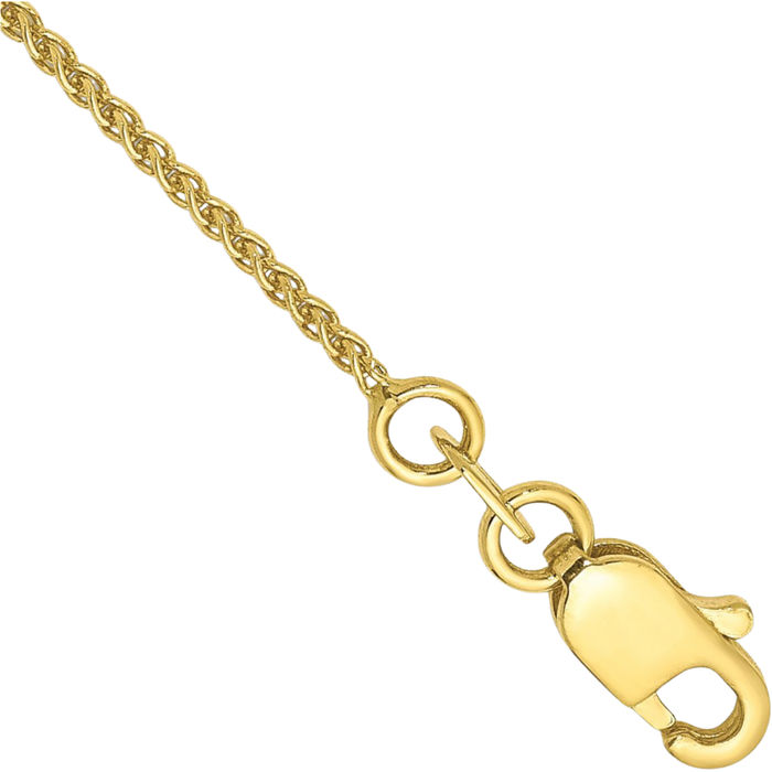 10K Solid Yellow Gold 1.05mm Spiga Wheat Link Chain Bracelet