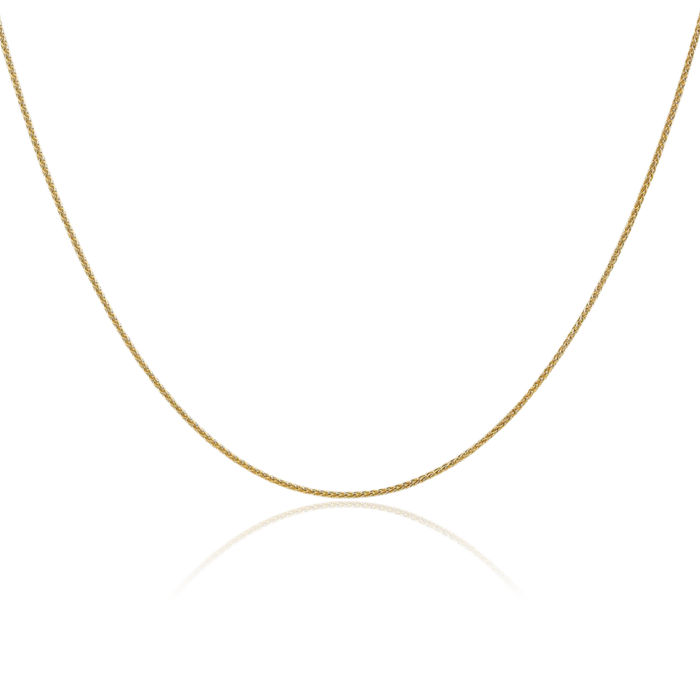 10K Solid Yellow Gold 1.05mm Spiga Wheat Link Chain Necklace