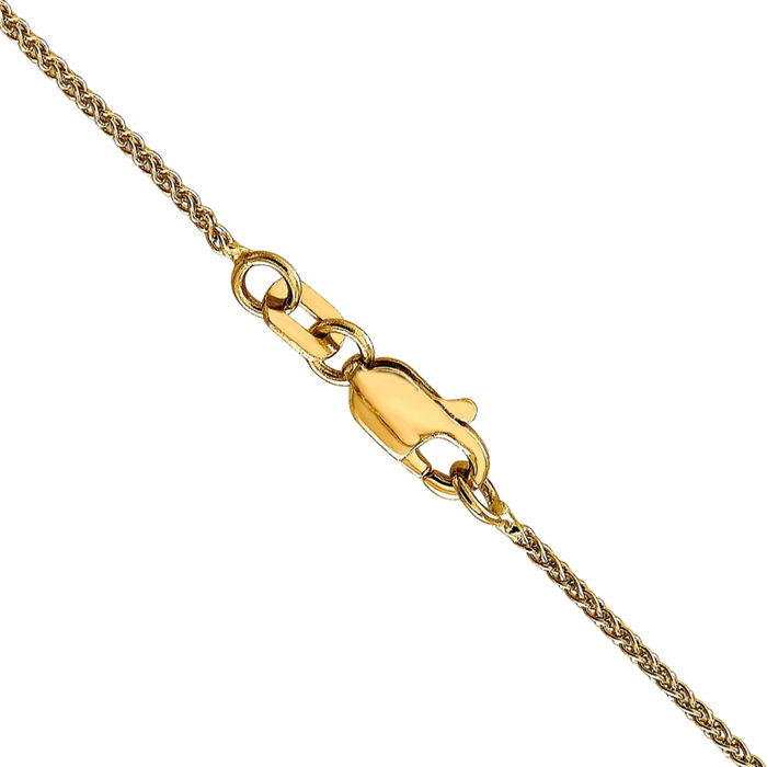 10K Solid Yellow Gold 1.05mm Spiga Wheat Link Chain Necklace