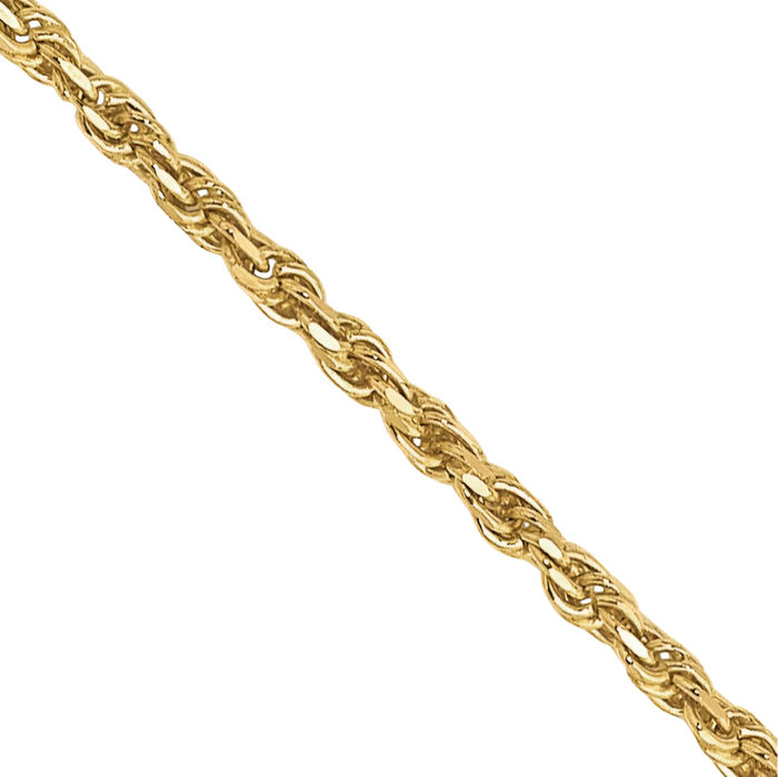 10K Solid Yellow Gold 1.15mm Rope Chain Twisted Link Necklace