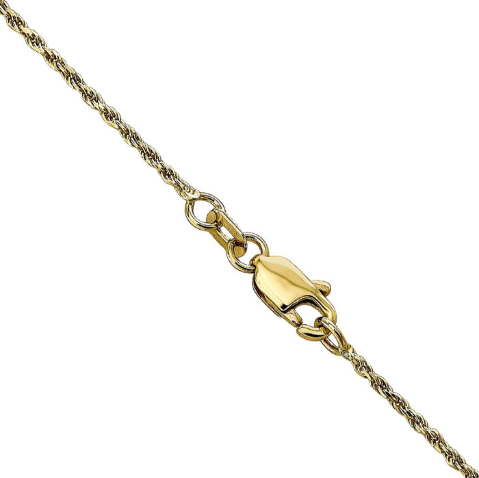 10K Solid Yellow Gold 1.15mm Rope Chain Twisted Link Necklace