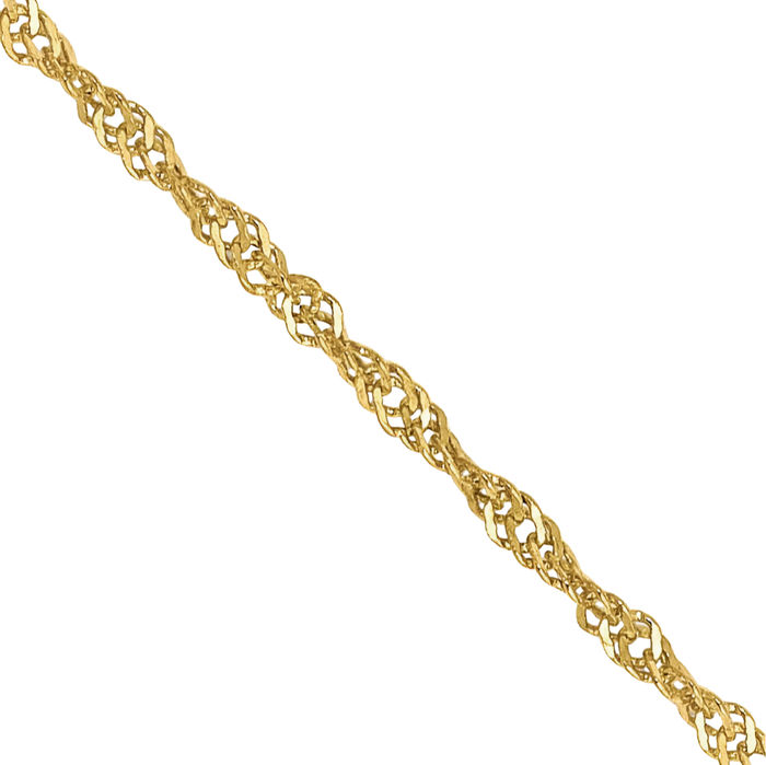 10K Solid Yellow Gold 1.1mm Singapore Chain Necklace