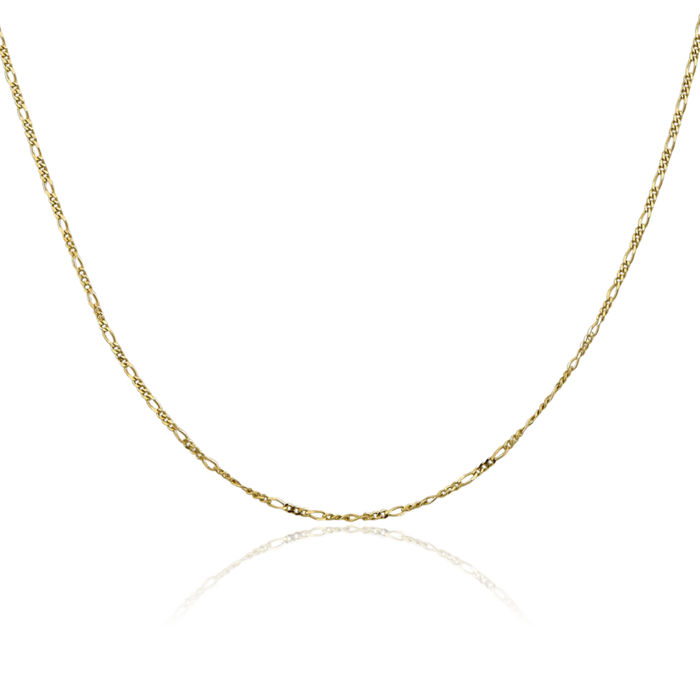 10K Solid Yellow Gold 1.25mm Figaro Link Chain Necklace