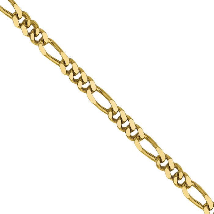 10K Solid Yellow Gold 1.25mm Figaro Link Chain Necklace