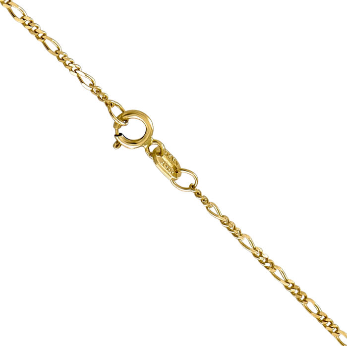 10K Solid Yellow Gold 1.25mm Figaro Link Chain Necklace