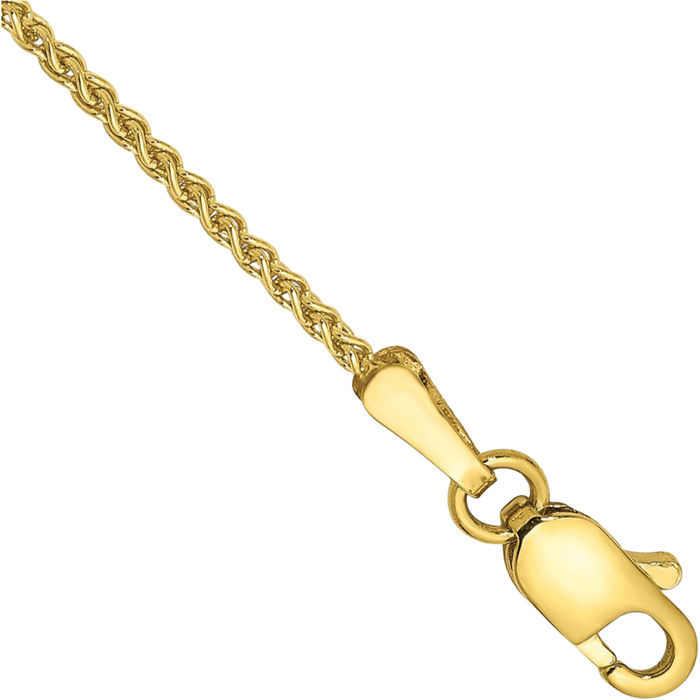 10K Solid Yellow Gold 1.25mm Spiga Wheat Link Chain Anklet Summer Beach Foot Ankle Bracelet