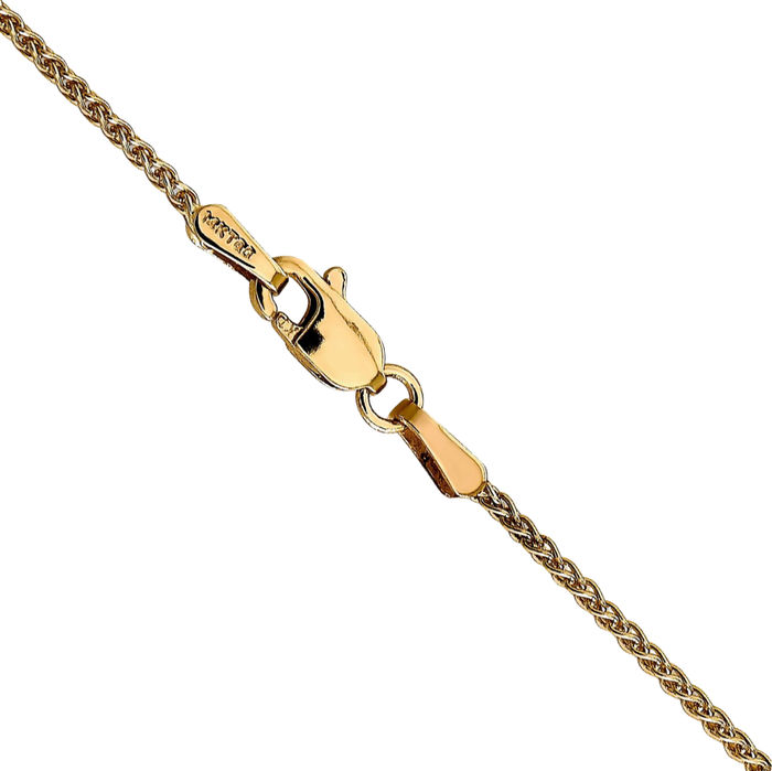 10K Solid Yellow Gold 1.25mm Spiga Wheat Link Chain Necklace