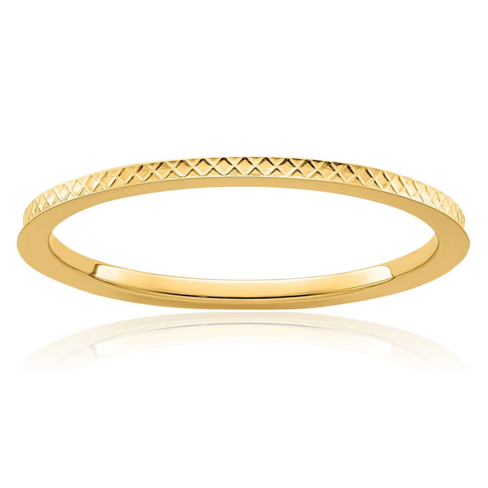 10K Solid Yellow Gold 1.2mm Crisscross Stacking Wedding Band Woven Twisted Statement Ring