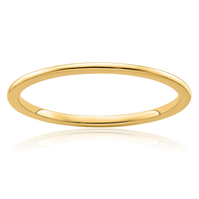 10K Solid Yellow Gold 1.2mm Half Round Stacking Plain Classic Wedding Band Statement Ring