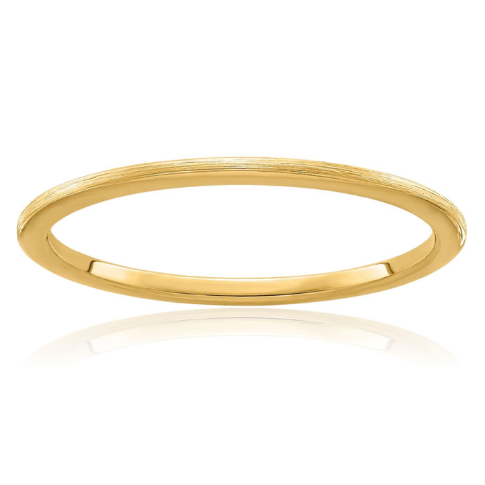 10K Solid Yellow Gold 1.2mm Half Round Stacking Plain Classic Wedding Band Statement Ring