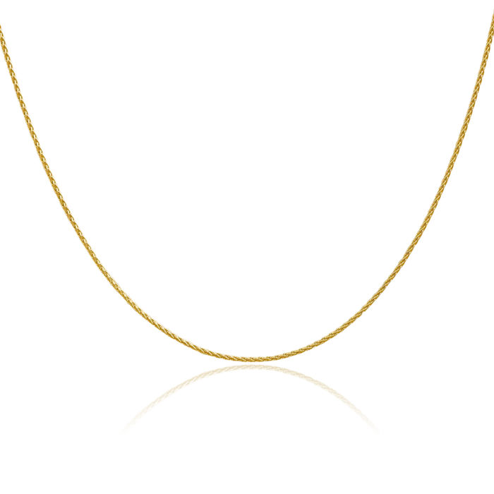 10K Solid Yellow Gold 1.2mm Parisian Spiga Wheat Link Chain Necklace