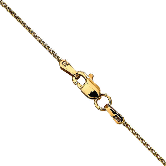 10K Solid Yellow Gold 1.2mm Parisian Spiga Wheat Link Chain Necklace