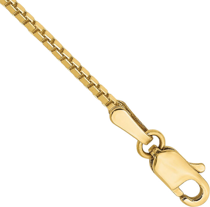 10K Solid Yellow Gold 1.3mm Box Link Chain Anklet Summer Beach Foot Ankle Bracelet