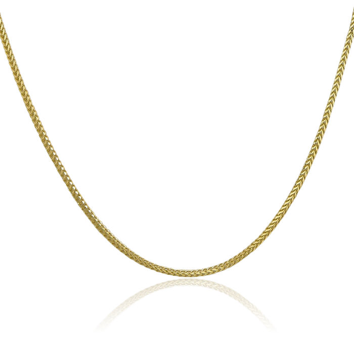 10K Solid Yellow Gold 1.3mm Franco Link Chain Necklace