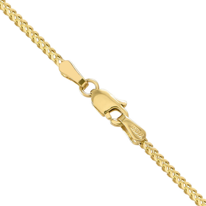 10K Solid Yellow Gold 1.3mm Franco Link Chain Necklace