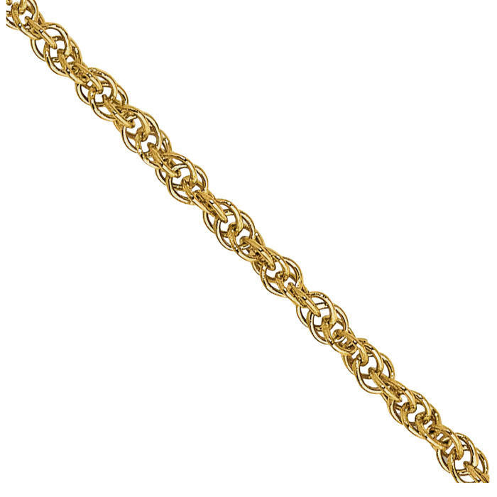 10K Solid Yellow Gold 1.3mm Heavy Rope Chain Twisted Link Necklace