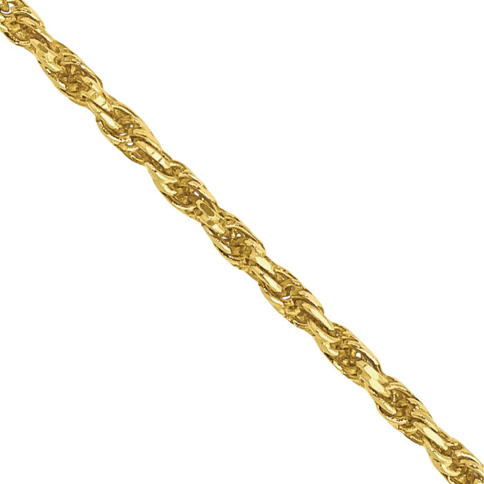 10K Solid Yellow Gold 1.3mm Rope Chain Twisted Link Necklace