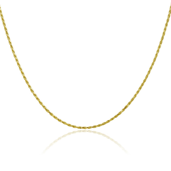 10K Solid Yellow Gold 1.3mm Rope Chain Twisted Link Necklace