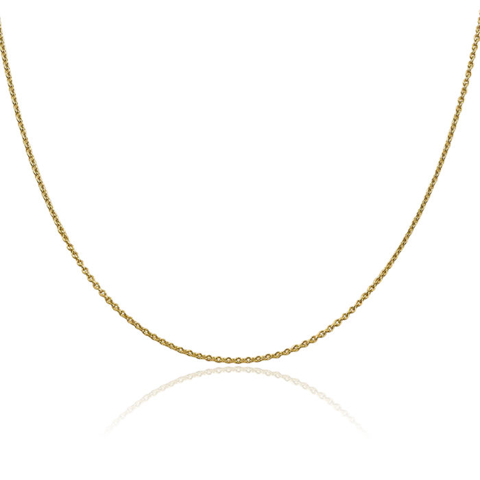 10K Solid Yellow Gold 1.4mm Forzantine Cable Rolo Link Chain Belcher Necklace