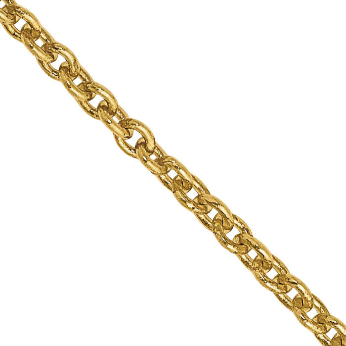 10K Solid Yellow Gold 1.4mm Forzantine Cable Rolo Link Chain Belcher Necklace