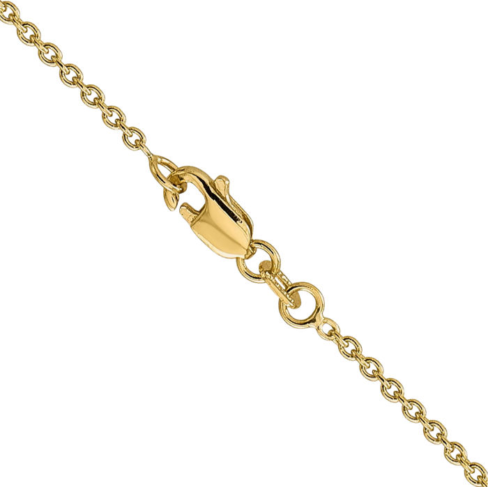 10K Solid Yellow Gold 1.4mm Forzantine Cable Rolo Link Chain Belcher Necklace