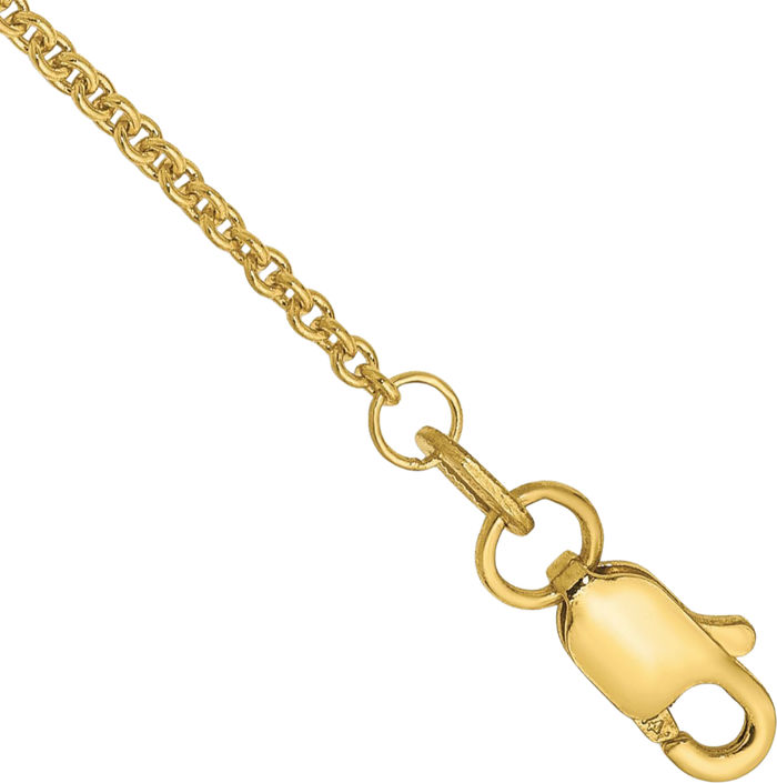 10K Solid Yellow Gold 1.4mm Round Cable Rolo Link Chain Anklet Summer Beach Foot Ankle Bracelet