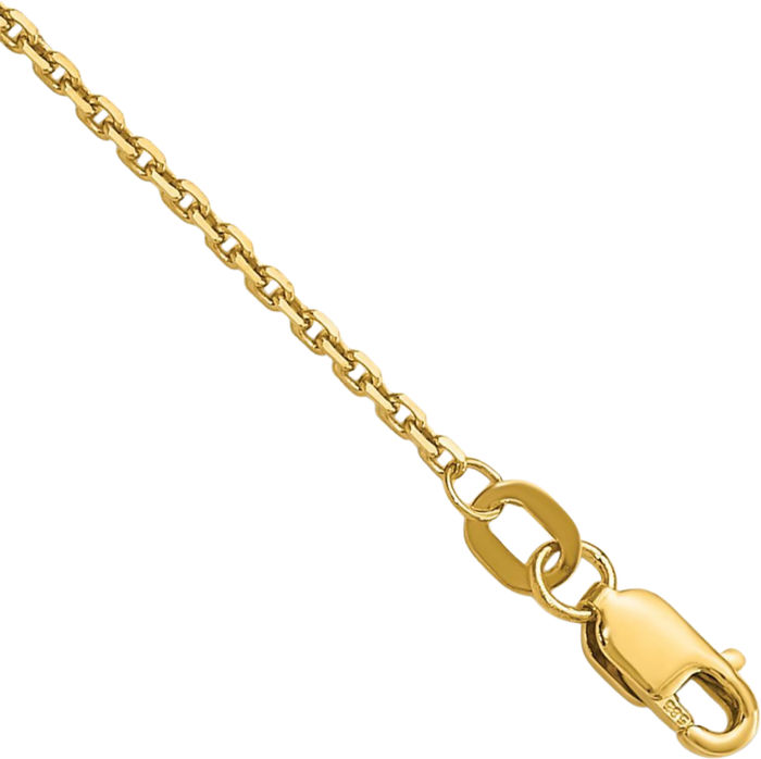 10K Solid Yellow Gold 1.4mm Round Cable Rolo Link Chain Anklet Summer Beach Foot Ankle Bracelet