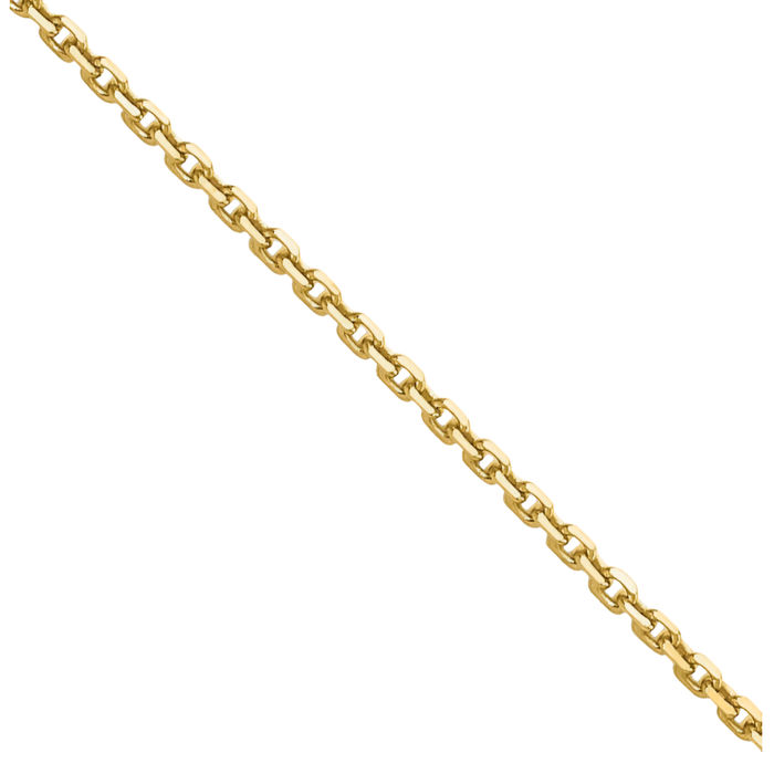 10K Solid Yellow Gold 1.4mm Round Cable Rolo Link Chain Belcher Necklace