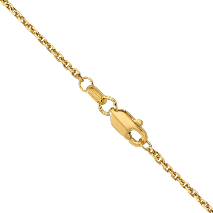 10K Solid Yellow Gold 1.4mm Round Cable Rolo Link Chain Belcher Necklace