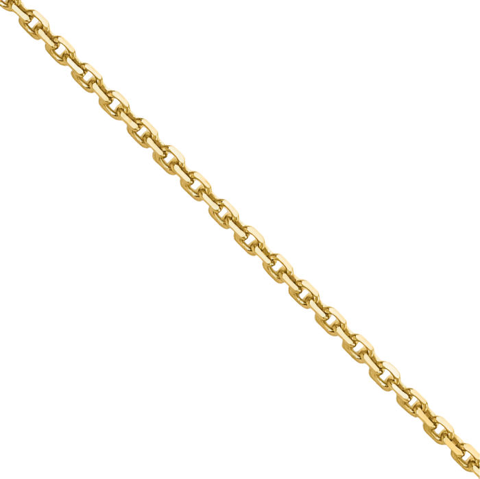 10K Solid Yellow Gold 1.4mm Round Cable Rolo Link Chain Belcher Necklace