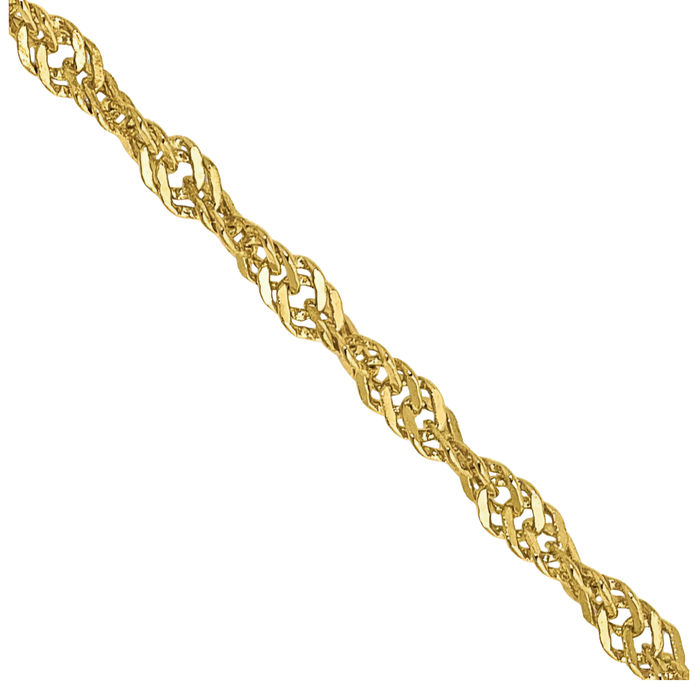 10K Solid Yellow Gold 1.4mm Singapore Chain Necklace