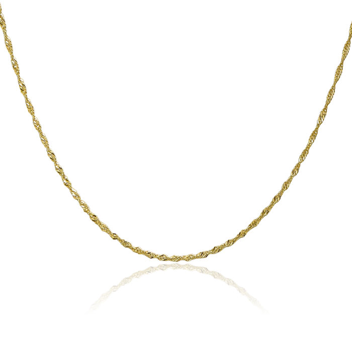 10K Solid Yellow Gold 1.4mm Singapore Chain Necklace