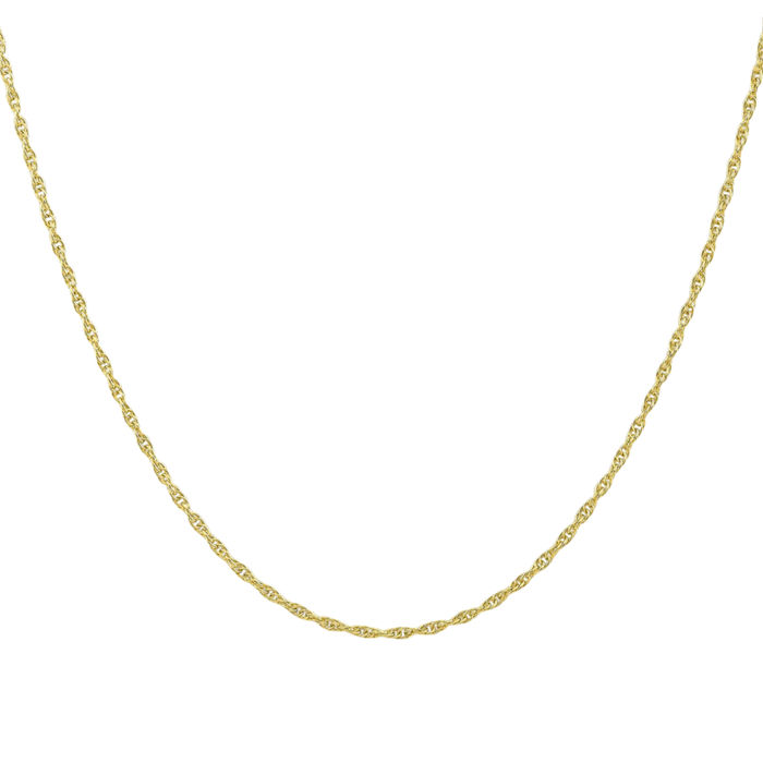 10K Solid Yellow Gold 1.55mm Cable Rope Chain Twisted Link Necklace