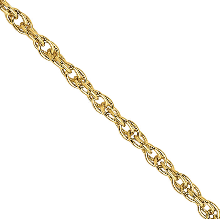 10K Solid Yellow Gold 1.55mm Cable Rope Chain Twisted Link Necklace