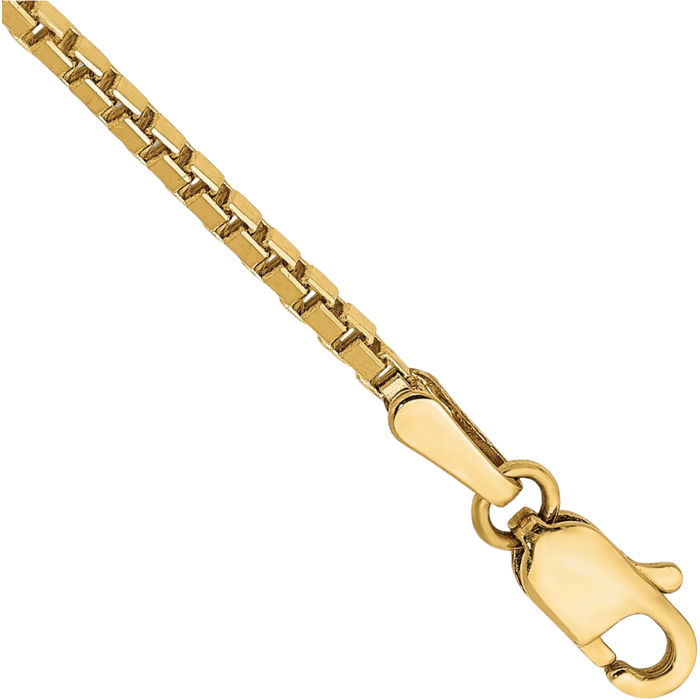 10K Solid Yellow Gold 1.5mm Box Link Chain Bracelet