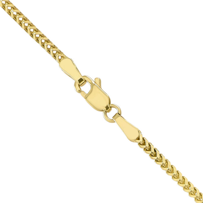 10K Solid Yellow Gold 1.5mm Franco Link Chain Necklace