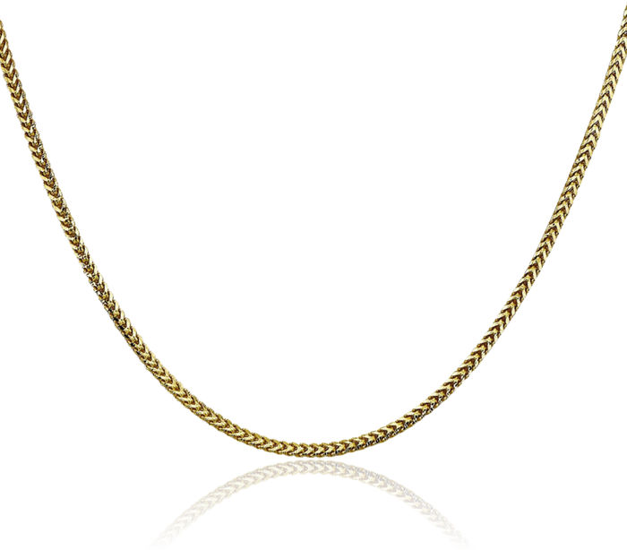 10K Solid Yellow Gold 1.5mm Franco Link Chain Necklace