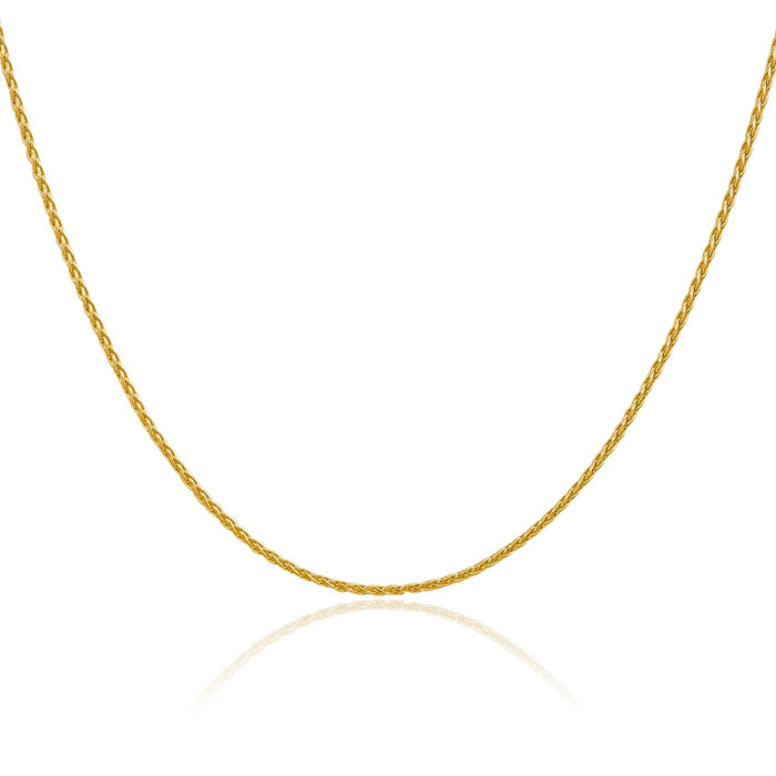 10K Solid Yellow Gold 1.5mm Parisian Spiga Wheat Link Chain Necklace