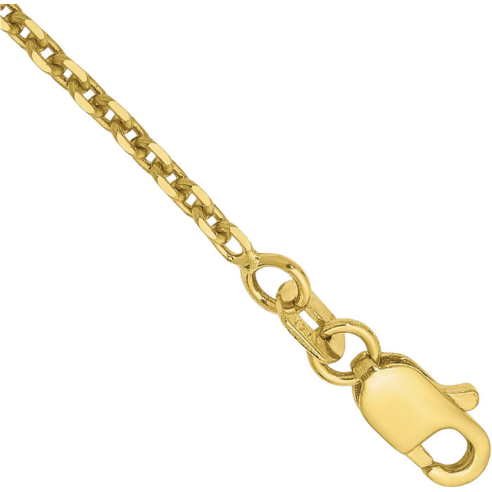 10K Solid Yellow Gold 1.65mm Cable Rolo Link Chain Bracelet