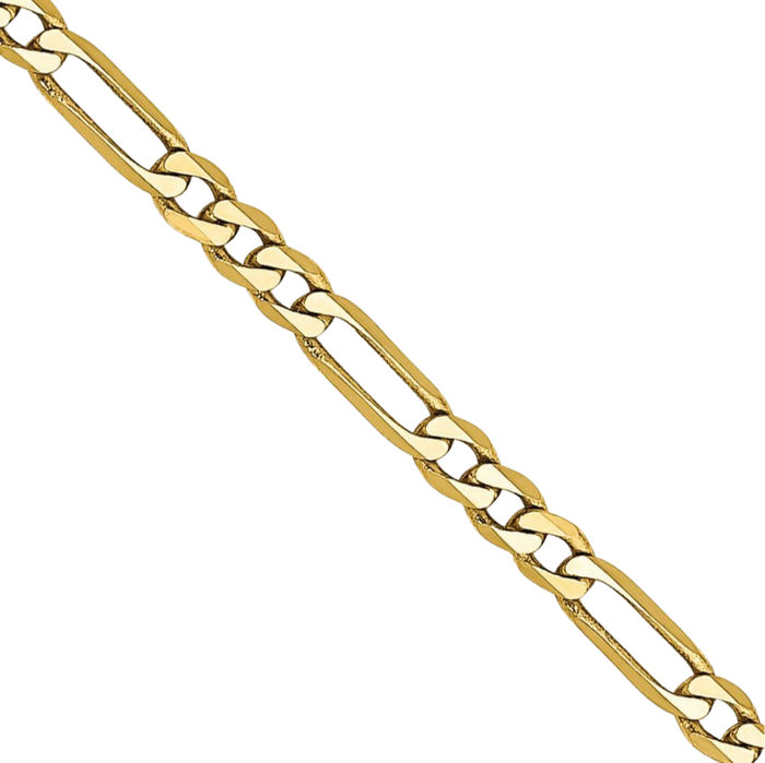 10K Solid Yellow Gold 1.75mm Figaro Link Chain Necklace