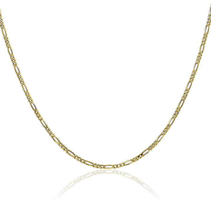 10K Solid Yellow Gold 1.75mm Figaro Link Chain Necklace