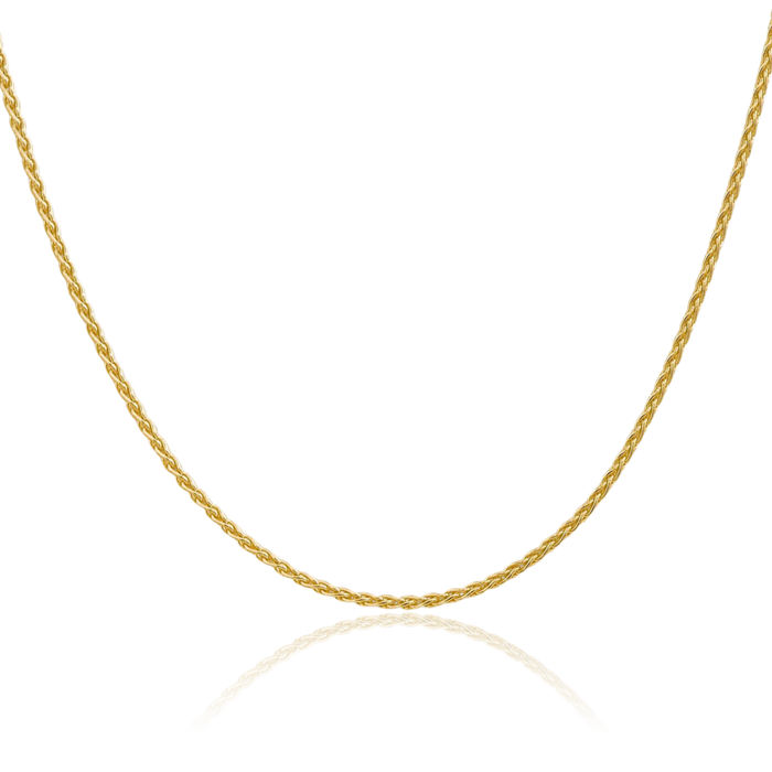 10K Solid Yellow Gold 1.75mm Parisian Spiga Wheat Link Chain Necklace