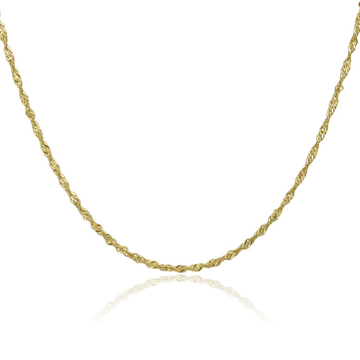 10K Solid Yellow Gold 1.7mm Singapore Chain Necklace