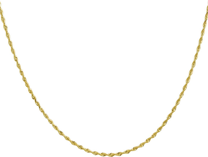 10K Solid Yellow Gold 1.85mm Quadruple Rope Chain Twisted Link Necklace