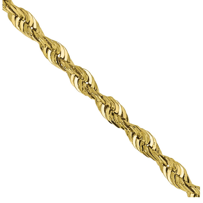 10K Solid Yellow Gold 1.85mm Quadruple Rope Chain Twisted Link Necklace