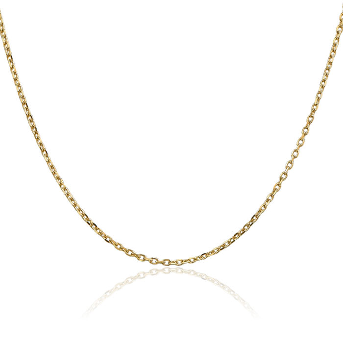 10K Solid Yellow Gold 1.8mm Round Cable Rolo Link Chain Belcher Necklace