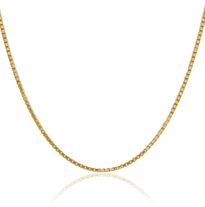 10K Solid Yellow Gold 1.9mm Box Link Chain Necklace