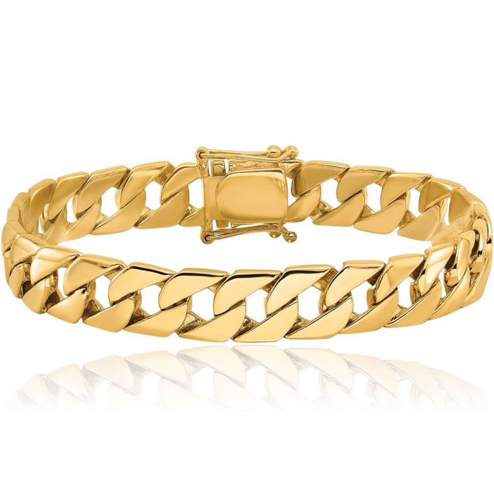 10K Solid Yellow Gold 10.2mm Curb Link Chain Bracelet