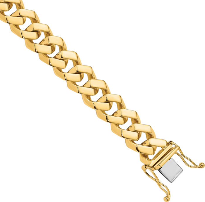 10K Solid Yellow Gold 10mm Curb Link Chain Bracelet