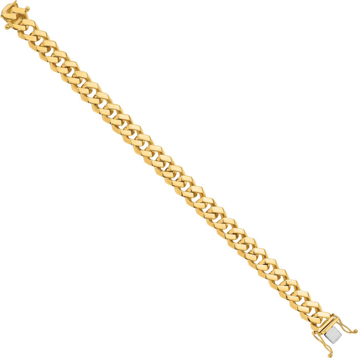 10K Solid Yellow Gold 10mm Curb Link Chain Bracelet